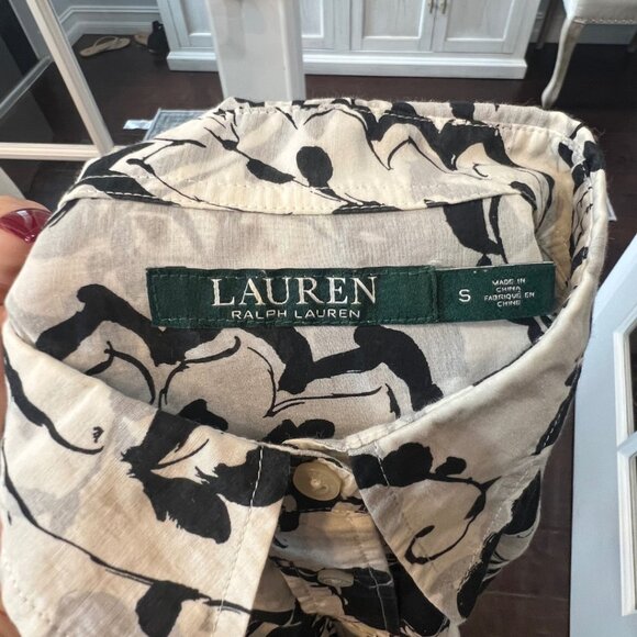 Lauren Ralph Lauren Floral Paisley Button Down Shirt Silk Blend Semi Sheer S - Picture 10 of 10